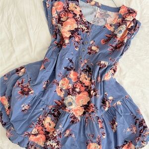 Free People Blue and Pink Floral Mini Dress